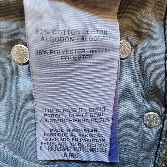 Levi Strauss Slim Straight Dark Wash Denim Jeans Youth 6 Reg Adjustable Waist - Picture 7 of 7